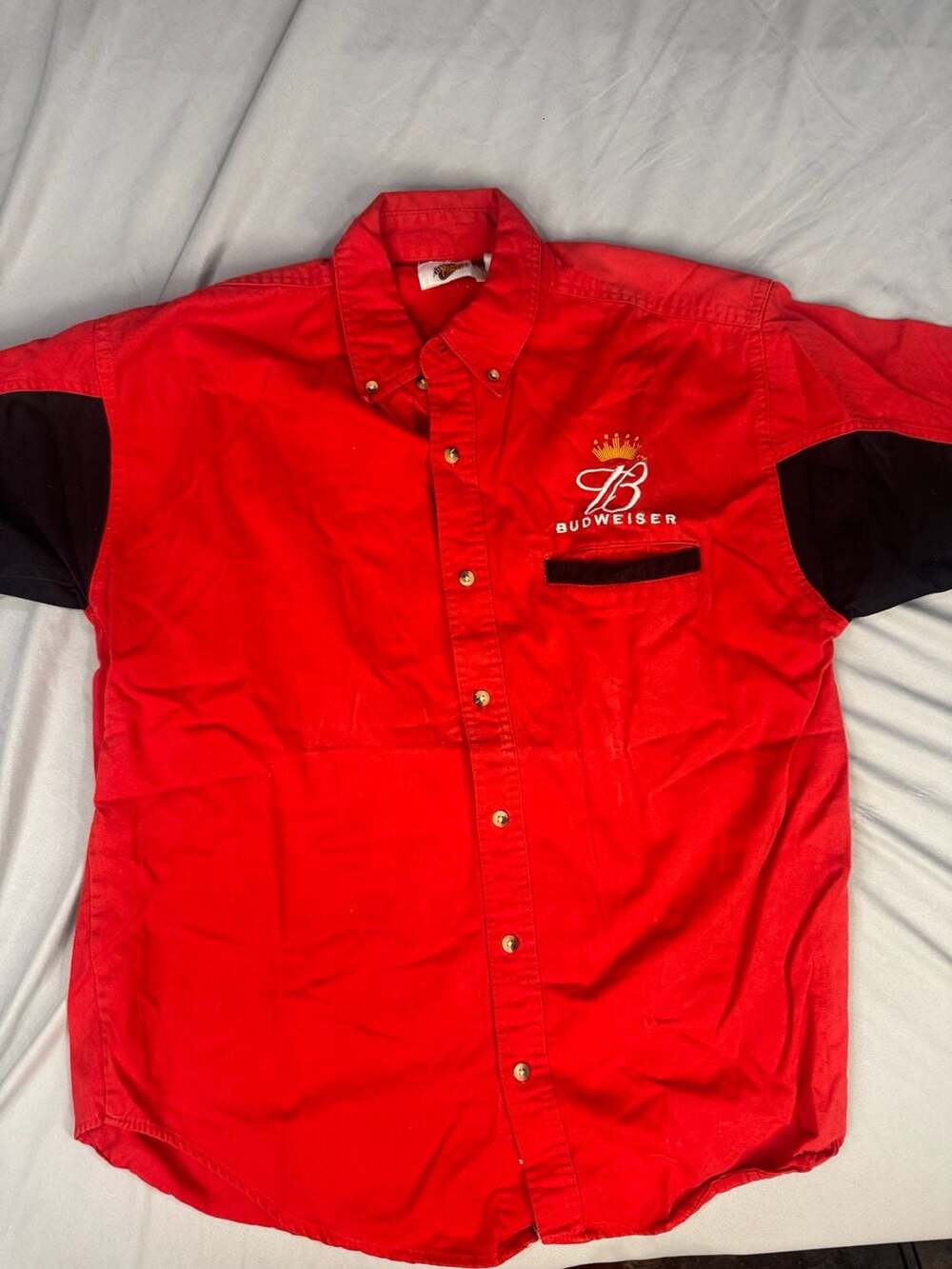Winners Circle Budweiser Button-Down Shirt Size L Red